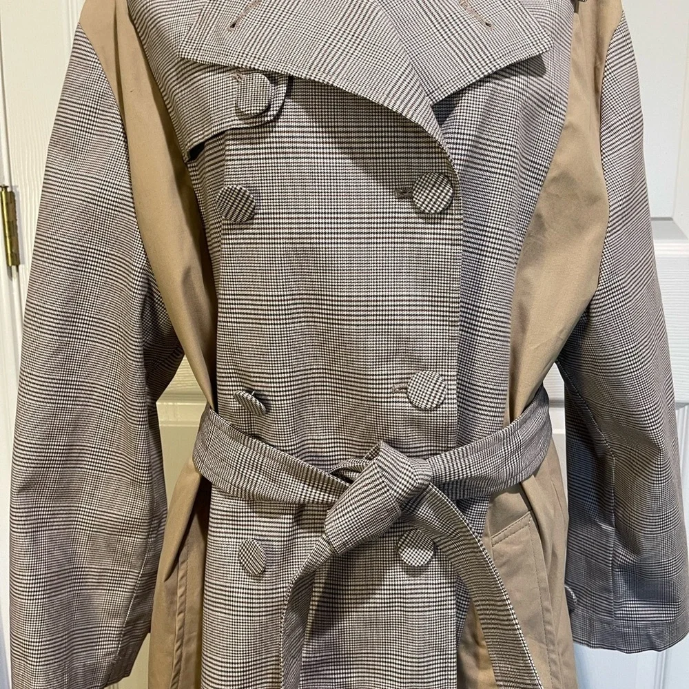ZARA Contrast Houndstooth Trench Coat